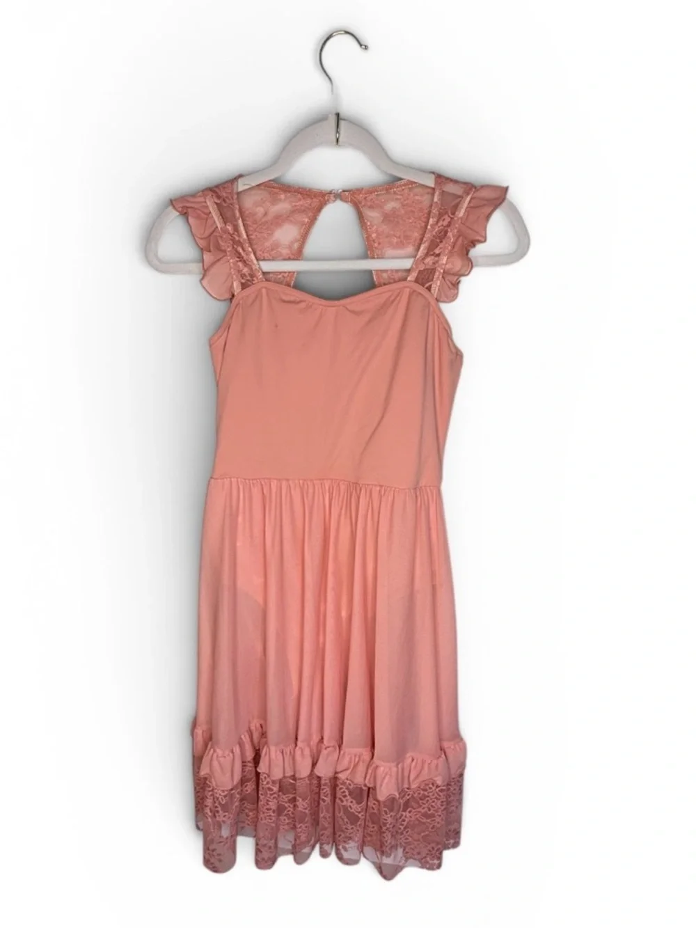 Weissman Style 15819 “You Raise Me Up” Blush Pink Lace Dance Dress Size XL Child